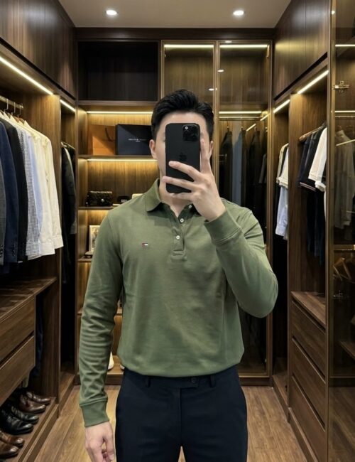 Alternative view of Polo nam hàng hiệu màu xanh rêu Sz L