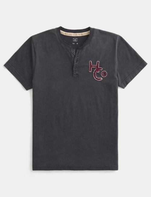 Áo thun nam cổ trụ cotton màu ghi đậm