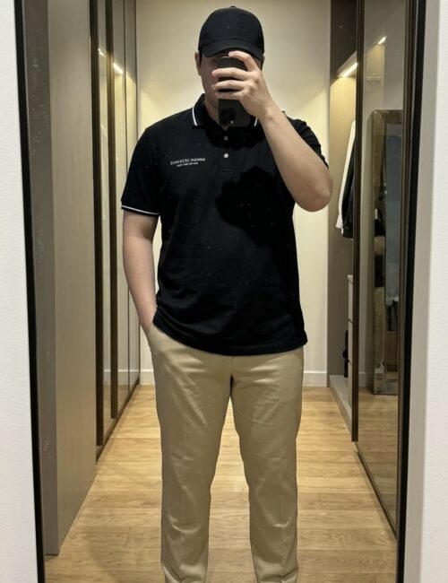 Polo nam đen viền cô