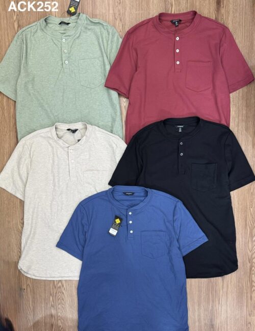 Áo thun cổ henley dệt tổ ong (5 màu)