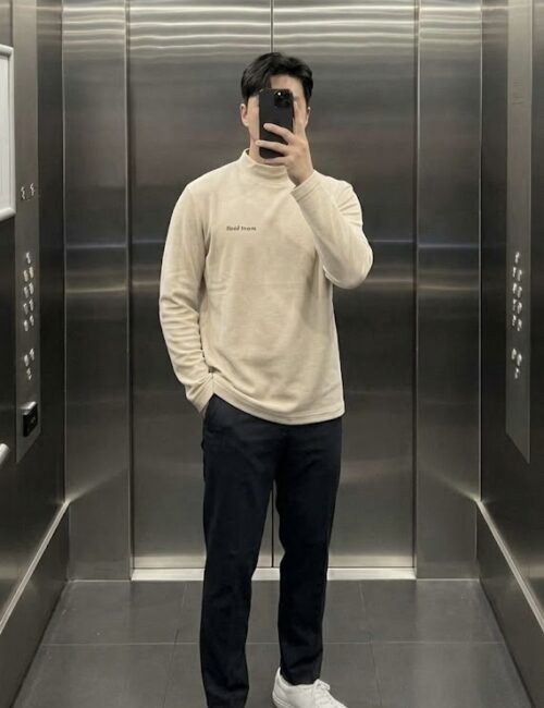 áo giữ nhiệt cổ lọ big size màu be