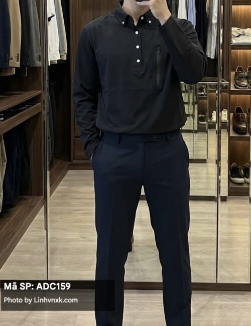 Áo polo thể thao button down khoá ngực (3 màu)