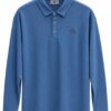 Áo polo golf dài tay PGA màu xanh