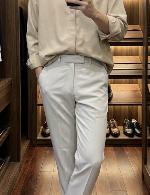 Quần âu hàn quốc slimfit màu trắng ghi
